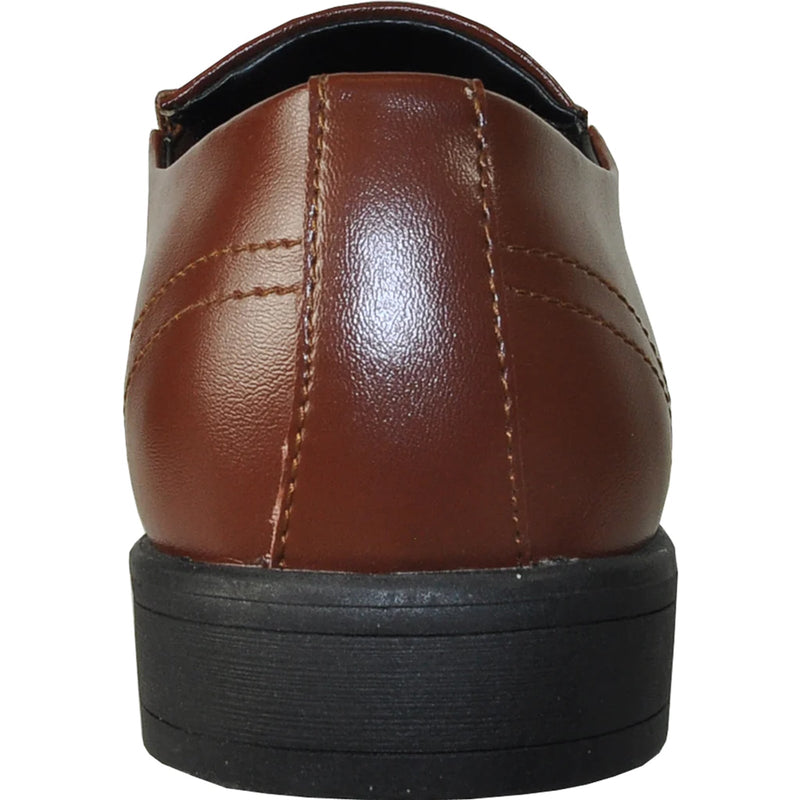 Bravo Mens Plain Pointy Square Toe Dress Loafer in Brown - Men's Dress Shoes