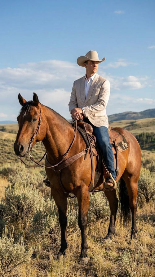 Menâ€™s Tan Khaki Beige Cream Champaign Paisley Western Blazer Jacket, Embossed Dress Sport Coat for Wedding Party Rodeo Style