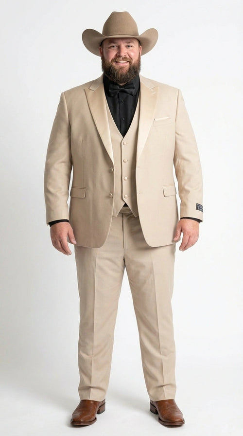 Men’s Tan Cowboy Suit – Western Formal Two Piece Suit for Weddings,  Champaign Sand Color