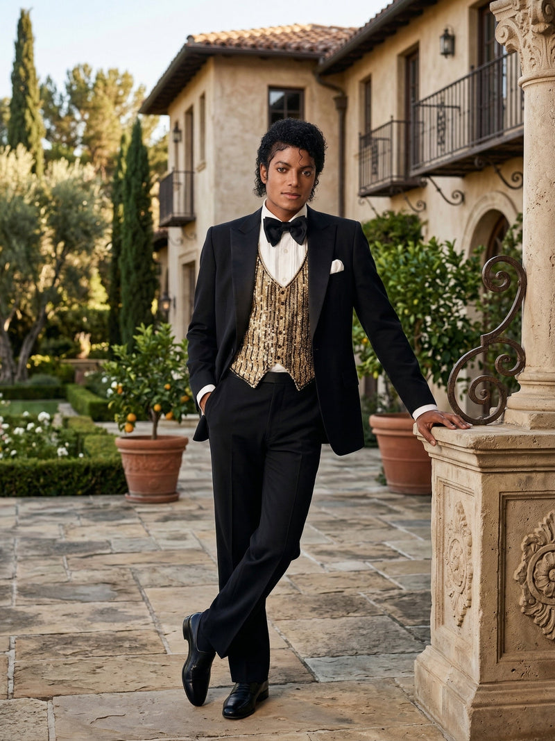 Men’s Black Tuxedo Blazer Michael Jackson Award Ceremony Vintage Jacket – Classic Formal, Elegant Party Dinner Jacket