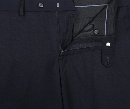 Bevagna Collection - Navy 100% Virgin Wool Regular Fit Pick Stitched 2 Piece Suit