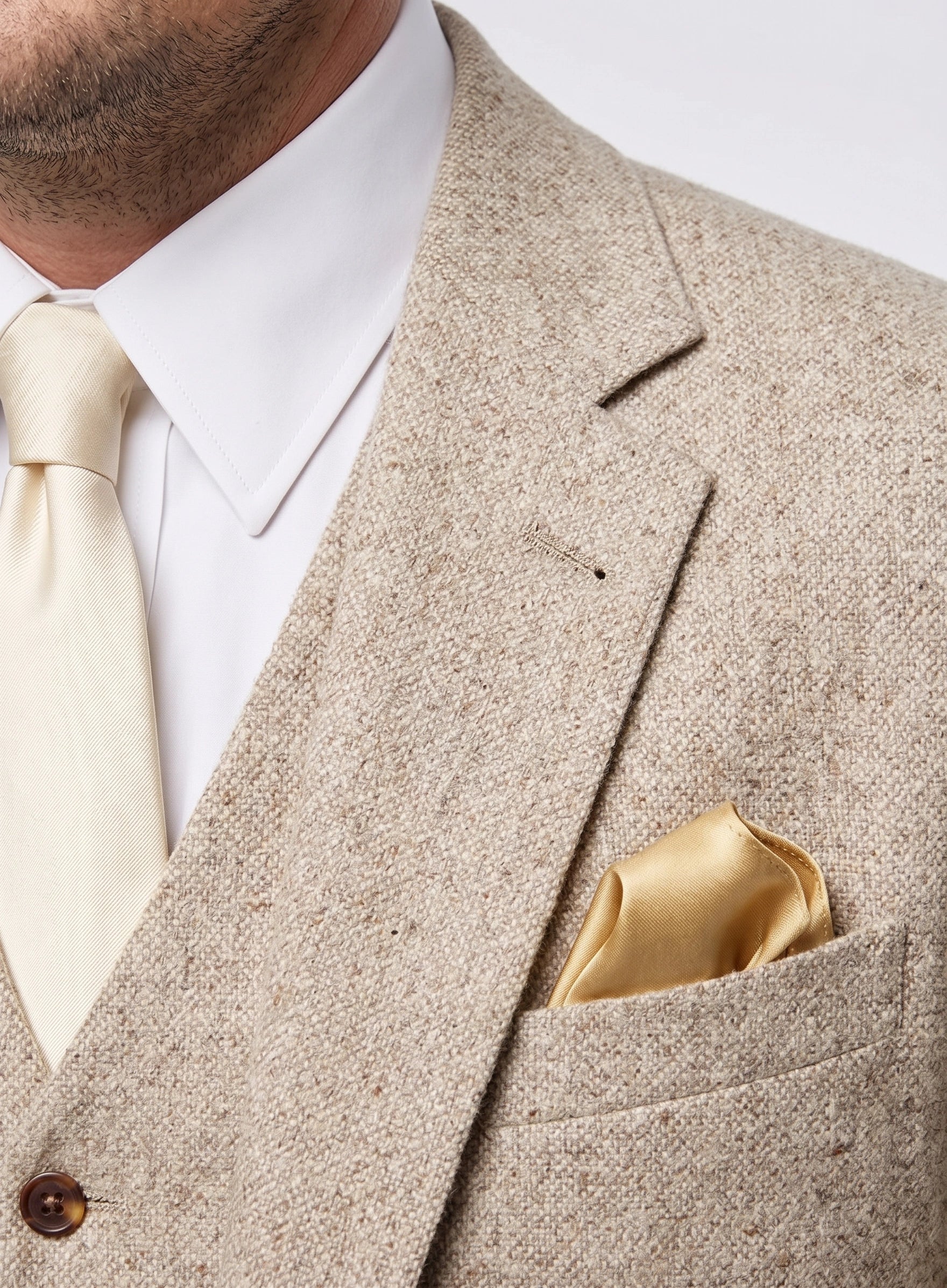 Men’s Light Tan Tweed Great Gatsby 3 Piece Suit – Vintage Vested Wedding Suit, 1920s Classic Formal Outfit Herringbone