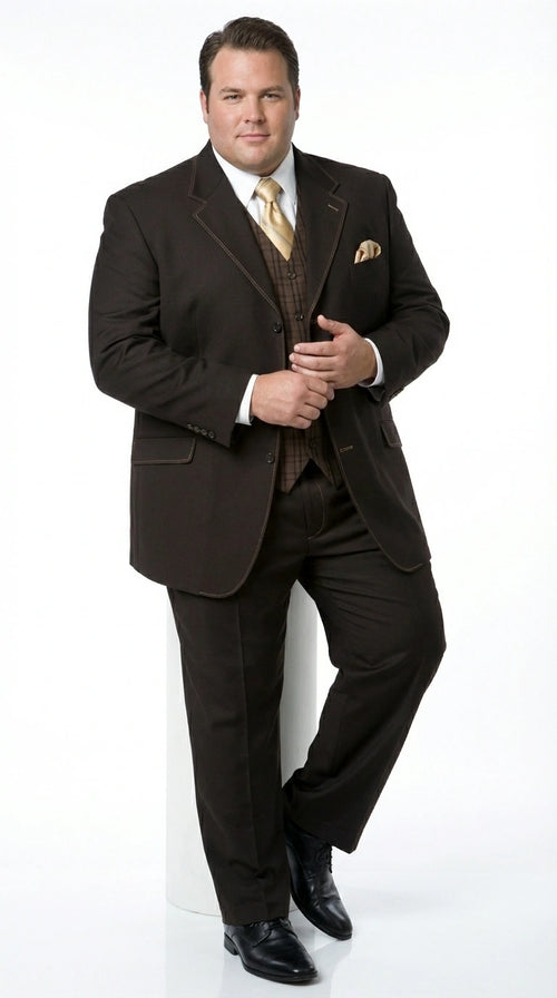 Men’s Dark choclate Brown Three Buttons 3 Piece Suit – Classic Brown 3PC Wedding, Church and Business Formal Suit for Men