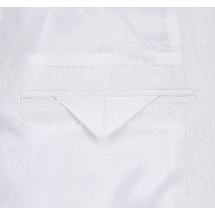 601-20 Men's Notch Lapels White Solid Linen Suits