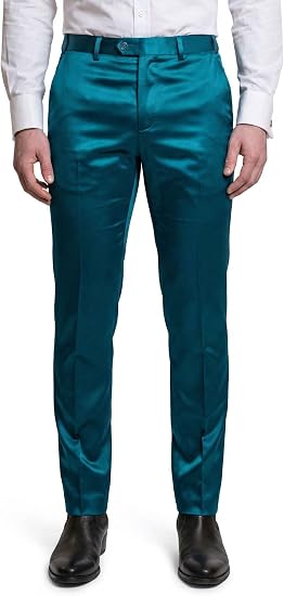 Mens Solid Color Shiny Satin Dress Pants 6VP1010