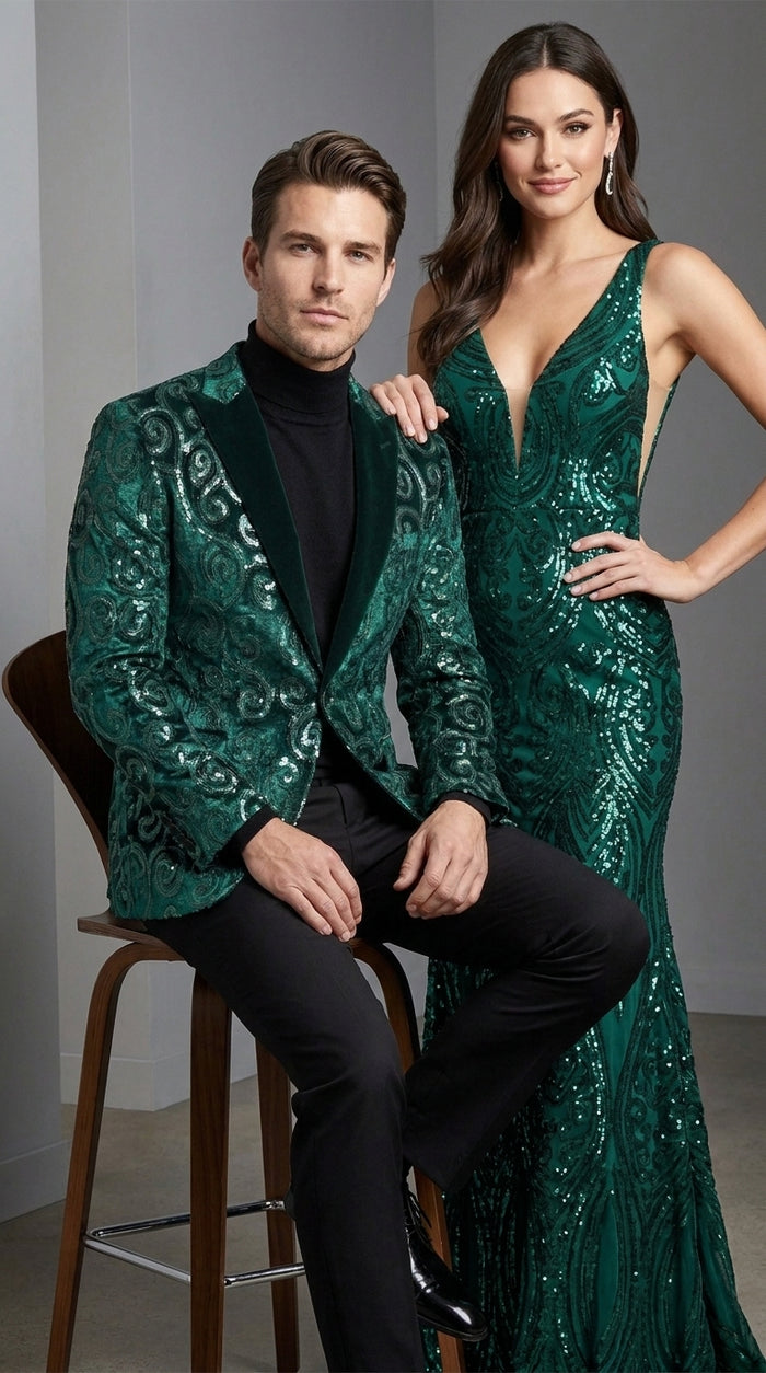 Men’s Emerald Green Paisley Dinner Jacket – Luxury Shawl Lapel Formal Blazer for Prom, Wedding & Tuxedo Events