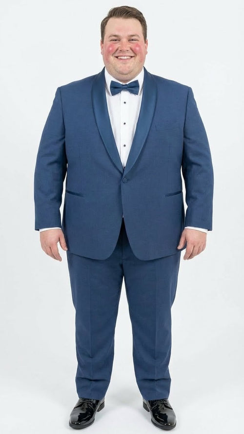 Men’s Indigo Sapphire Royal Blue Tuxedo Suit Set, Classic Formal Wedding Prom Dinner Jacket Tux Light Blue Cobalt Color