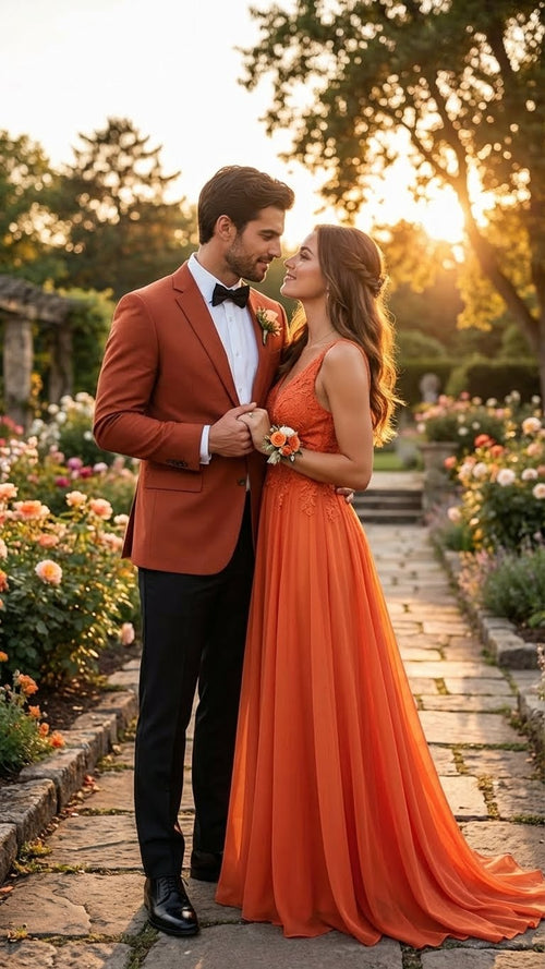 Alberto Nardoni men's rust blazer. Tailored fit, structured shoulders, single-breasted. Smooth fabric with contrasting buttons. Distinctive brick copper hue for a formal, stylish look.
