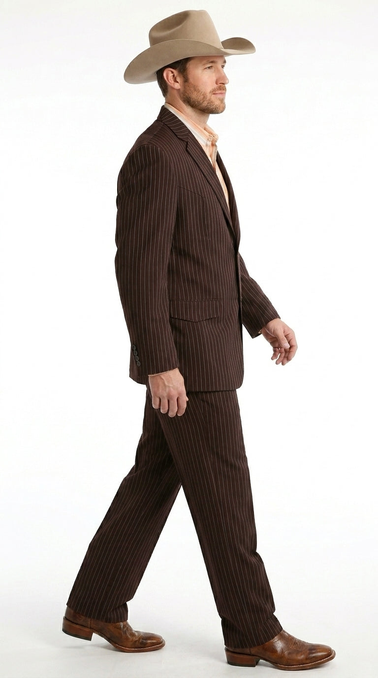 Men’s Pinstripe Western Suit – Classic Formal Blazer and Pant Set for Wedding, Traje Para Hombre Cowboy Style