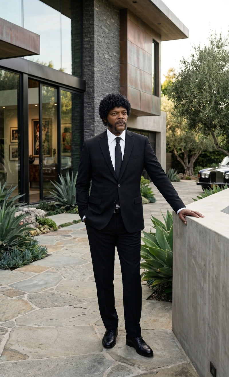 Mens Black Blazer – Jules Winnfield Inspired Pulp Fiction Style Classic Formal Blazer for Men Vintage Retro Jacket