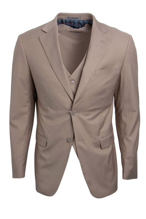 "Mens Stacy Adams Suit - Stacy Adams Suit Men's Two Button Vested Basic Suit in Tan"