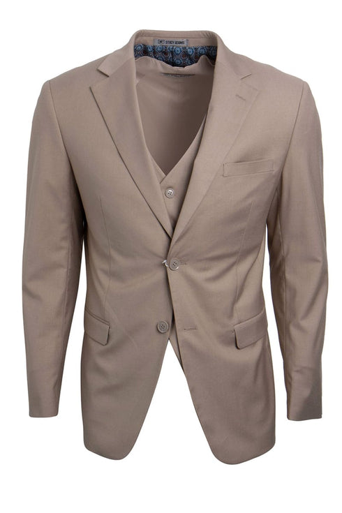 Mens Stacy Adams Suit -Stacy Adams Suit Men's Two Button Vested Suit with Notch Lapel in Tan