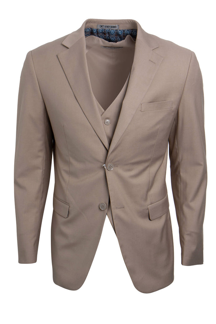 "Mens Stacy Adams Suit -Stacy Adams  Suit Men's Vested Two Button Notch Lapel Suit - Tan"