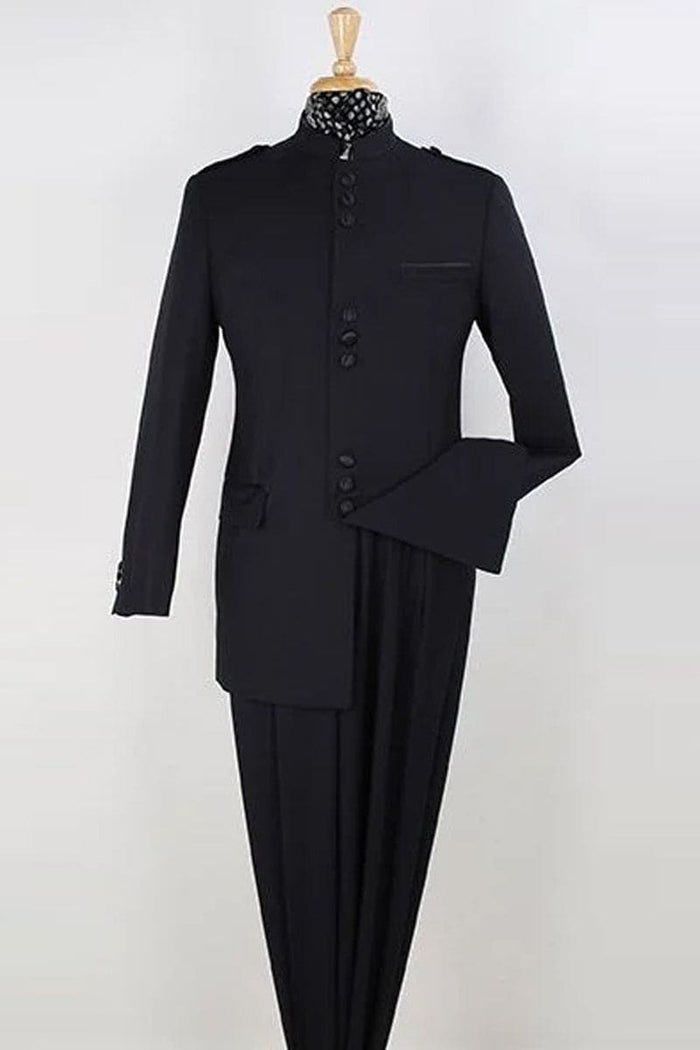 Apollo King "Black Classic Military Mandarin Safari Suit for Men"