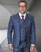 Mens Ticket Pocket Peak Lapel Double breasted Vest 100% Wool Tom Ford Style Modern Fit in Color "Navy" By Statement