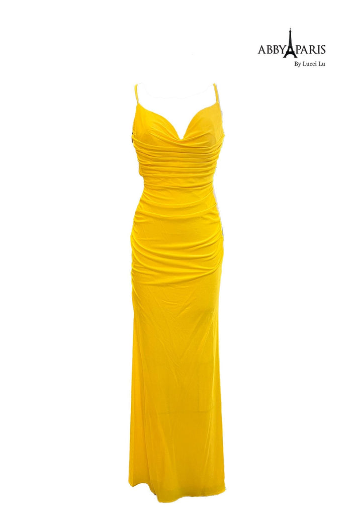 Abby Paris 90173 Sleeveless Cowl Neck Fitted Evening Gown