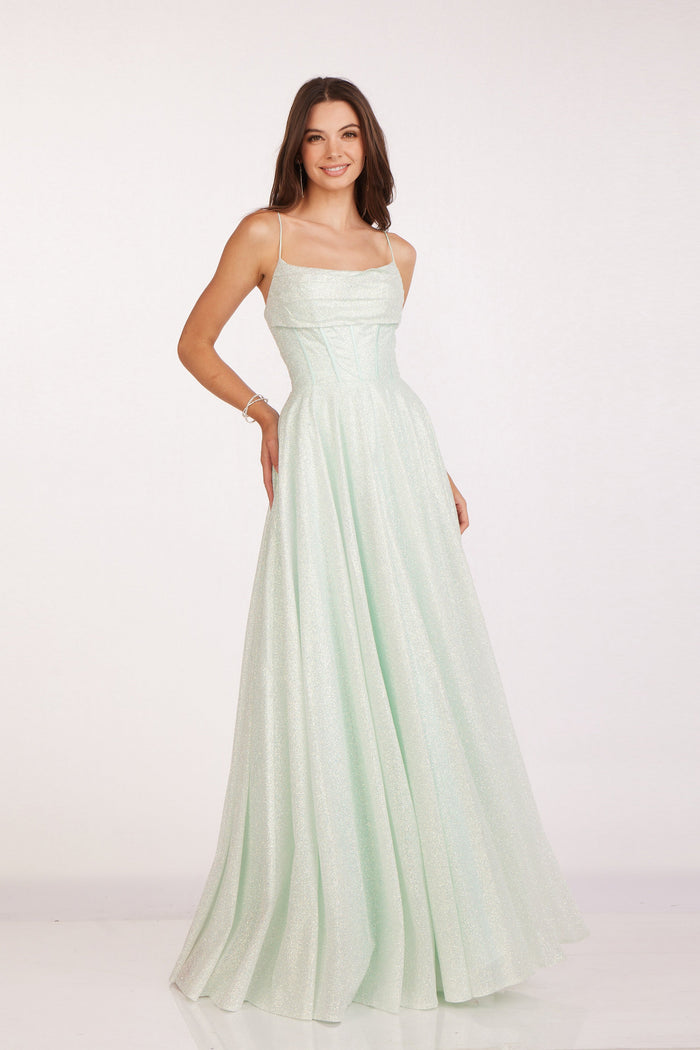 Glitter Tulle Corset A-Line Gown by Abby Paris 90208