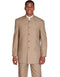 Mens 5 Button Mandarin Collar  Fit  Pinstripe Suit in Tan