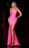Jessica Angel JA972 Spaghetti Strap Fitted Open Back Ruched Slit Jersey Dress