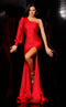 Jessica Angel JA976 One-Shoulder Fitted High Slit Court Train Jersey Dress