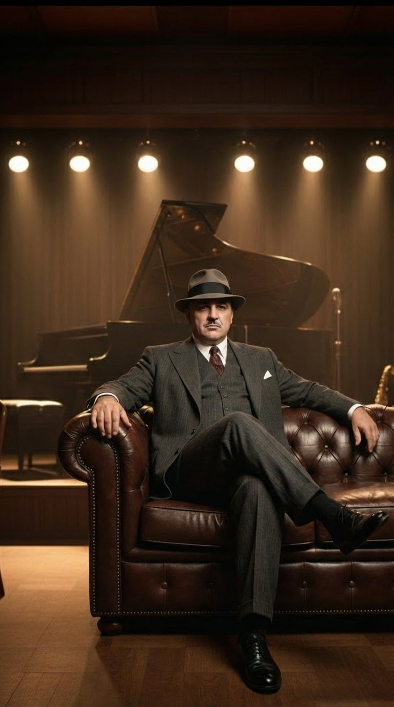 Al Capone Men’s Charcoal Gray Stripe 3-Piece Gangster Style Suit – 1920s Jazz Club Inspired Formal Suit Outfit