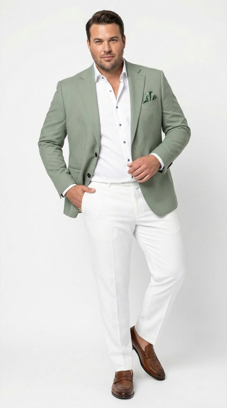 Men’s Sage Green Blazer – Two Button Notch Lapel Formal Jacket for Wedding, Summer and Party Wear in Light Green Sport Jacket
