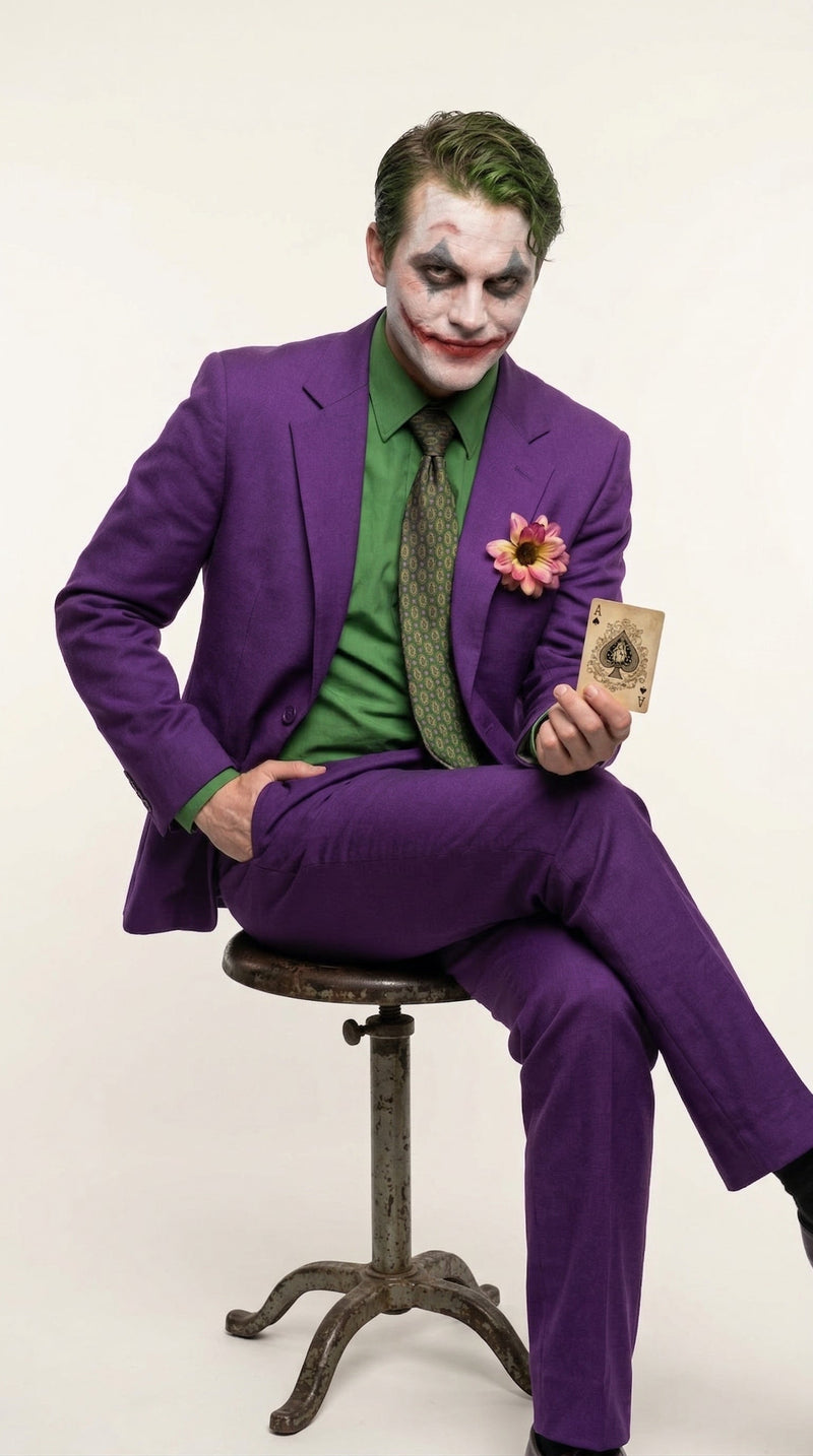 Men’s Purple Joker Blazer Dark Knight Inspired Jacket – Classic Villain Style Party Blazer, Halloween Costume Suit Jacket, Stylish Themed Wear