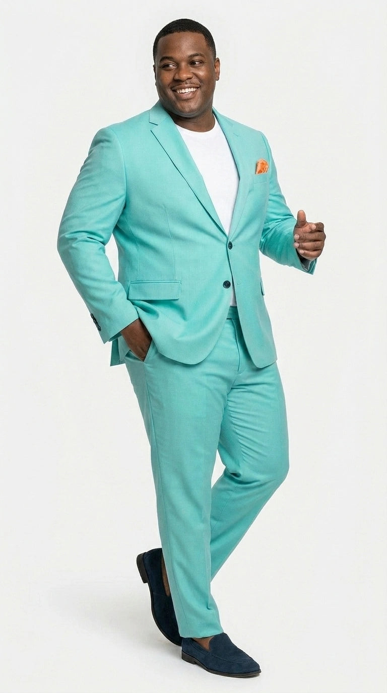 Men’s Turquoise 2 Piece Suit with Jacket and Pants, Formal Wedding Suit for Prom, Parties, Summer Events, and Special Occasions