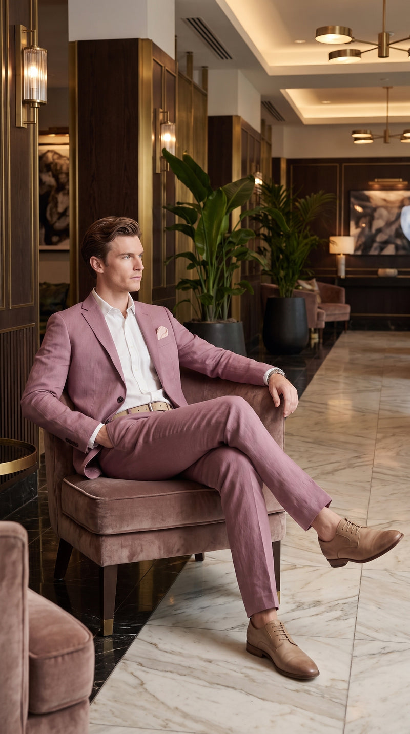 Men’s Mauve 2-Piece Suit – Two-Button Wedding, Prom and Business Suit