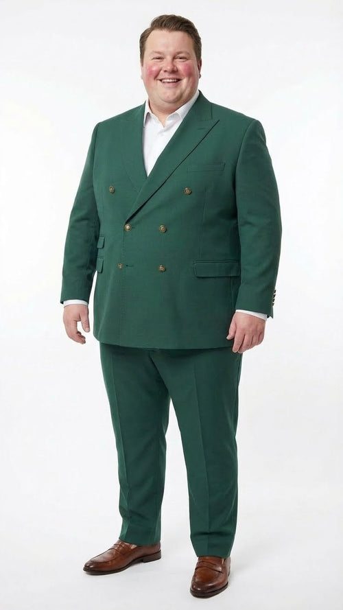 Vitali Brand Men’s Emerald Green Double Breasted Suit – Modern Fit Side Vented