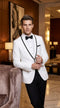 Men’s White Tuxedo Jacket – Black Trim Shawl Lapel Formal Dinner Blazer for Weddings, Prom Wedding Blazer Modern fit
