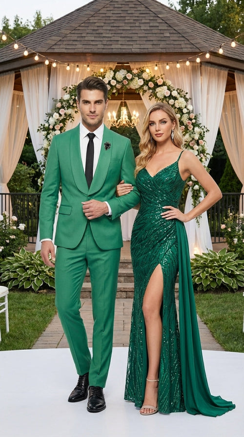 Men's Emerald Green Tuxedo Suit – Emerald Green Formal Tuxedo with Shawl  Lapel Jacket Trousers for Prom, Wedding in Augusta Green
