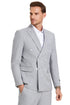 "Men's Slim Fit Double Breasted Pastel Grey Pinstripe Summer Suit"