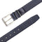 Blue Mezlan belt with woven strap and smooth buckle area. Rectangular metallic buckle. Stylish and crafted.
