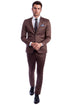 "Sharkskin Slim Fit Men's Suit - Two Button, Light Brown Cognac, Black Lapel Trim"