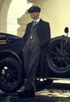 Thomas Shelby Tench coat Men's Black One Chest Pocket Three Button Peaky Blinders Suit - Peaky Blinders Outfit + Hat - AlbertoNardoniStore