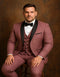 Men's Mauve Pink Tuxedo Suit â€“ 3-Piece Slim Fit with Black Satin Shawl Lapel