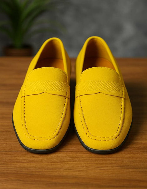 Men's Yellow Suede Loafers â€“ Casual Slip-On Moccasin Driving Shoes