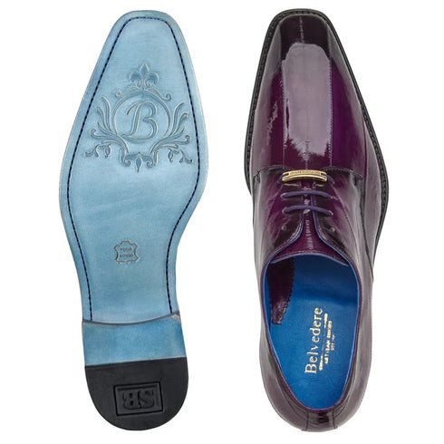 Men's Belvedere Hand Painted Eel Skin Dress Shoe In Antique Purple