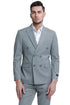 Grey Pinstripe Men's Slim Fit Double Breasted Gangster Suit