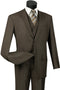 Mens Classic Fit Flat Front Vested Suit in Brown
