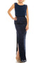 Aidan Mattox 251704760 Embroidered-Lace Evening Column Dress with Sleeveless Design and Boat Neckline