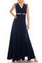 Aidan Mattox MN1E201092 Sleeveless Lace-Detail Evening A-Line Dress with Cap Sleeves and V-Neckline
