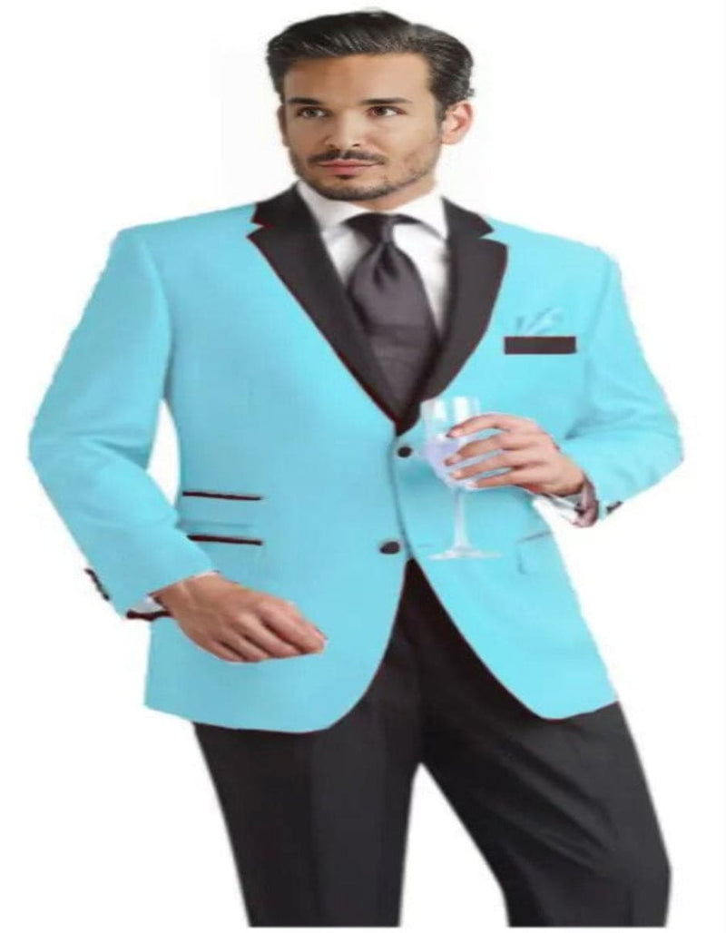 Alberto Nardoni Light Blue Two-Button Party Suit with Black Trim – Prom & Wedding