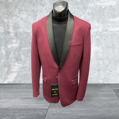 Mens Big and Tall Blazer - "Burgundy" Plus Size Tuxedo Jacket