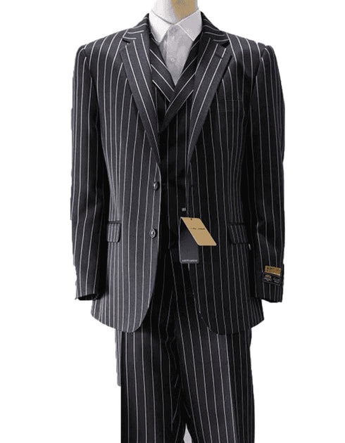 Mens Pimp Suit -Gangster Suit - Mobster Suit - Mafia Suit For Mens Vested Gangster Pinstripe Suit in Black & White