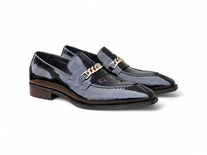 Carrucci Amber Patent Leather Chain Loafers