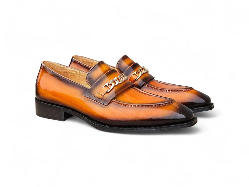 Carrucci Amber Patent Leather Chain Loafers