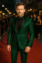Men's Emerald Green Shiny Tuxedo with Black Satin Lapel and Matching Bow Tie â€“ Ultra Slim Fit