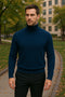 Men's Navy Blue Classic Turtleneck Sweater â€“ Lightweight Knit Pullover